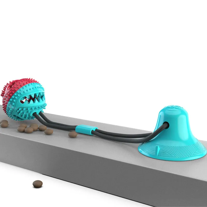 New Arrival Pet Dog Dental Care Chew Toys TPR Material Clear Teeth Toy Suction Sustainable Feature Leak Food Feeder Pull Ball