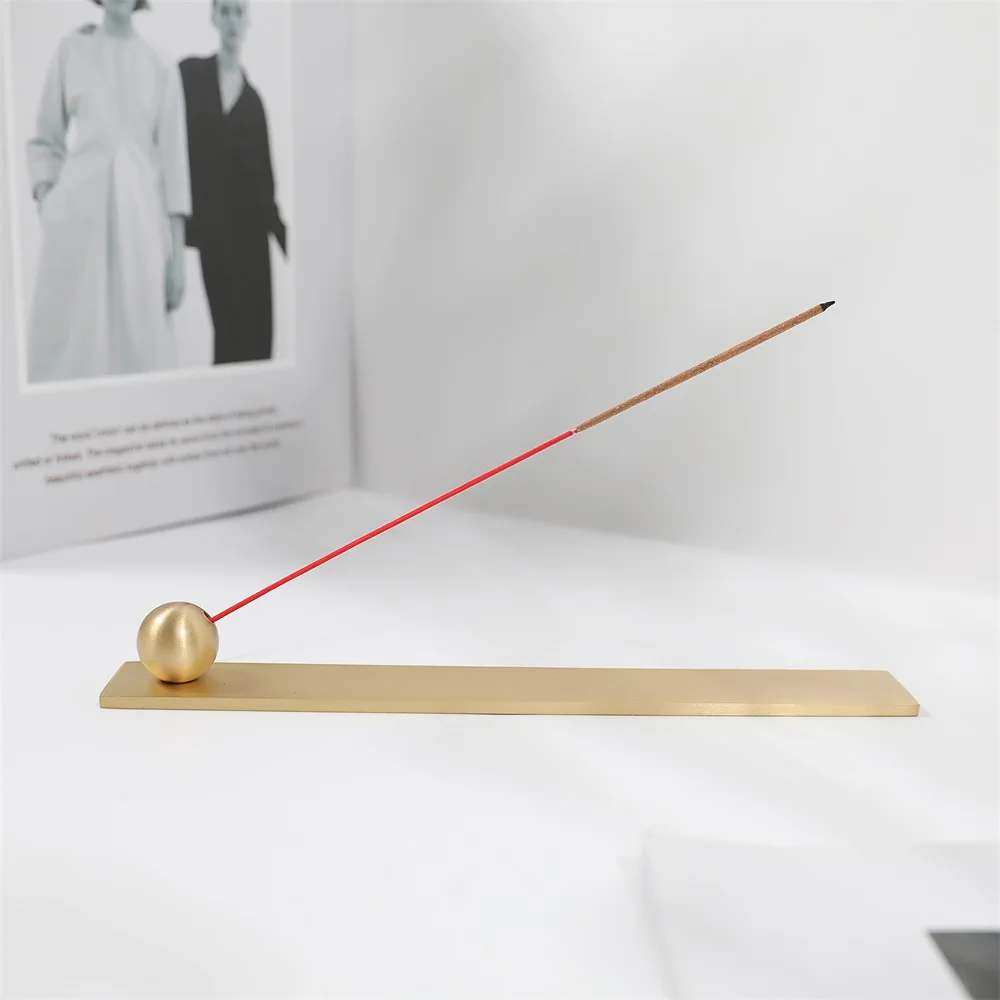 Maxery Unique Design Balls Incense Holder with Ashtray Solid Brass Stick Incense Holders Metal Incense Burner Holder For Yoga