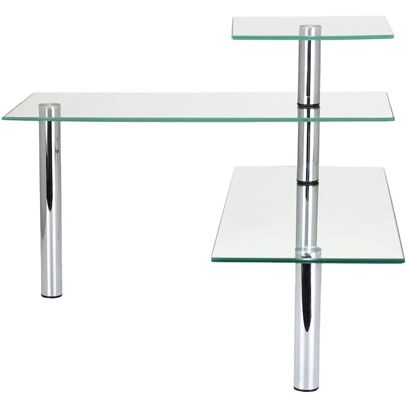 Modern 3-Tier Stainless Steel Kitchen Shelf Organizer for Spice Storage and Tempered Glass Home Storage Organization