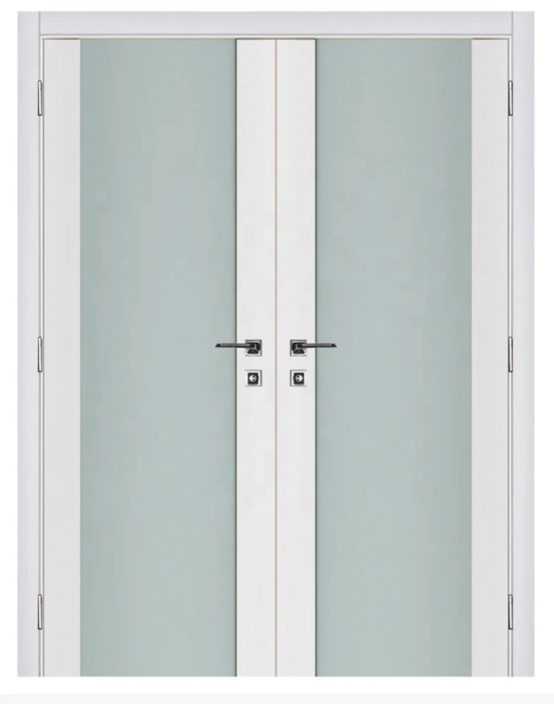 White PVC laminate luxury simple design solid wooden washroom triple layers of glass door designs