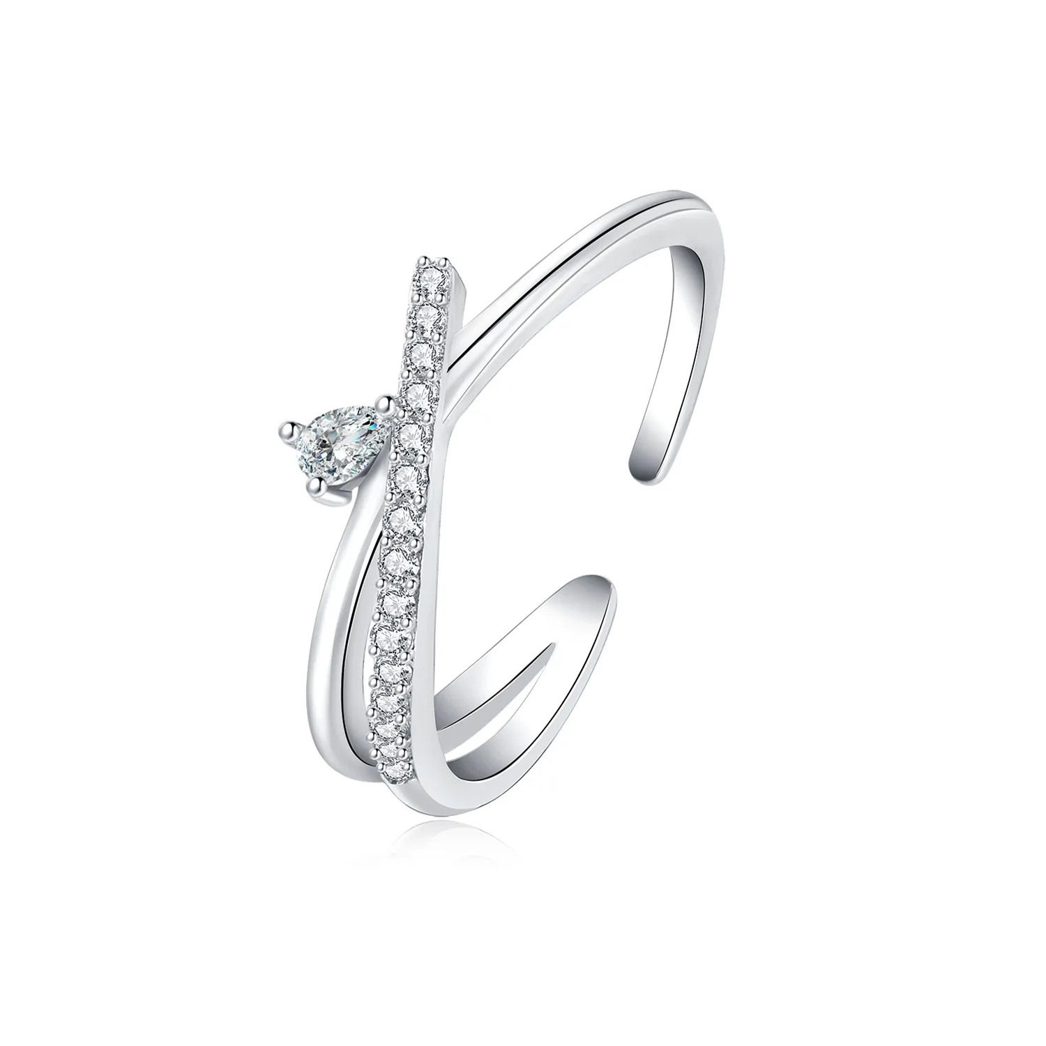 New fashion S925 Sterling Silver CZ Rings for Women gifts simple Dolphin Love Coffee Cross Lines Open rings Jewelry wholesale