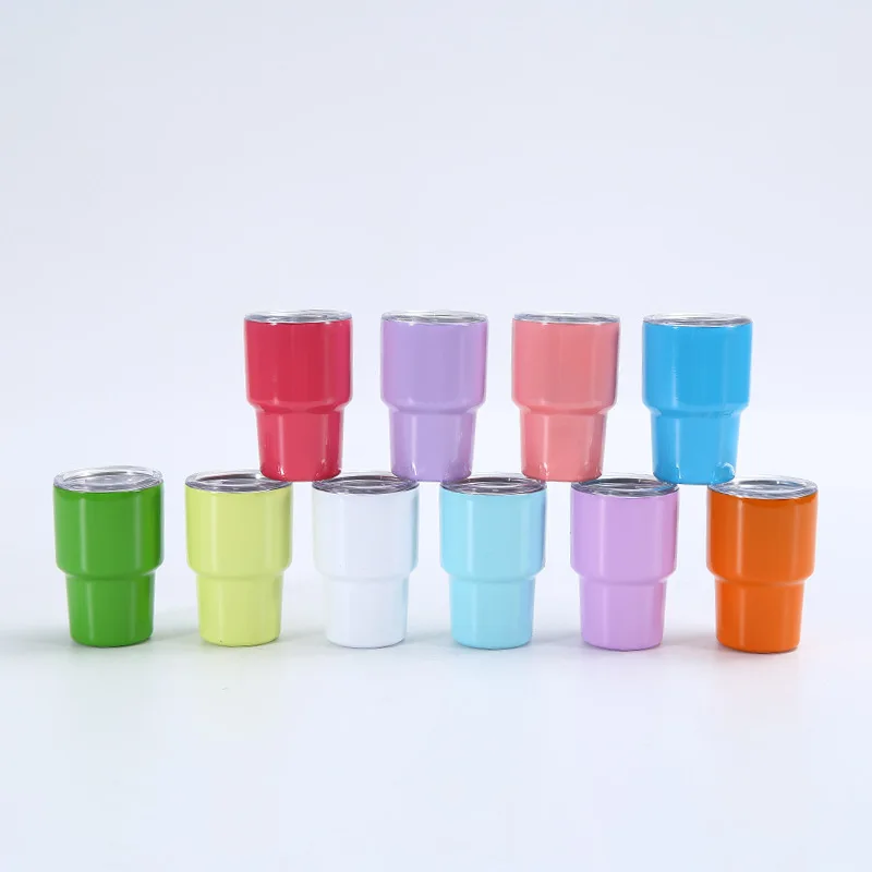 Custom logo double wall mini tumbler stainless steel vacuum tumbler 2oz 3oz shot glass for sublimation with lids and straws
