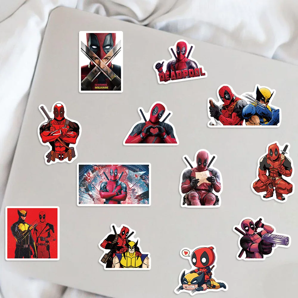 50 Pcs Cartoon Deadpool and Wolverine Graffiti Stickers Guitar Notebook Luggage DIY Waterproof Stickers for kids