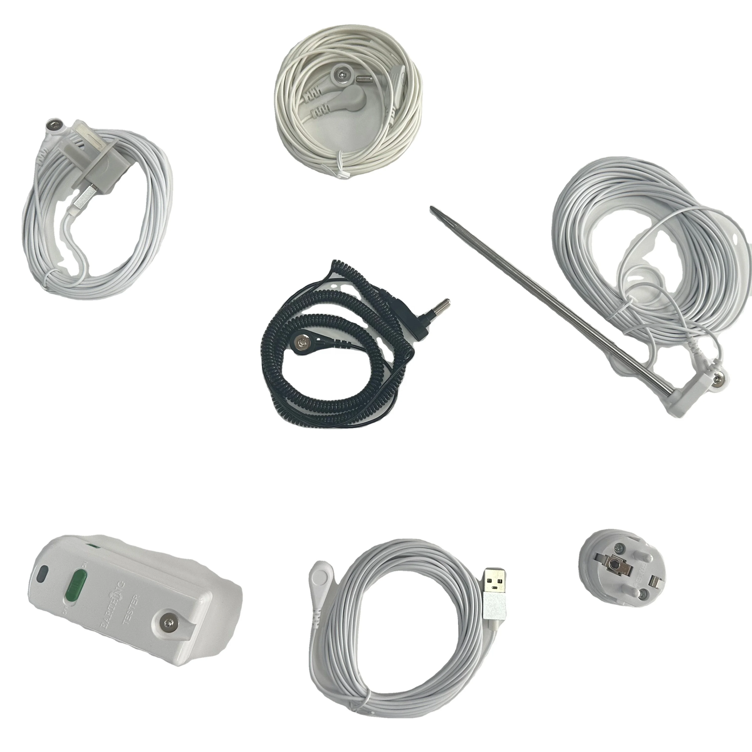 Wholesale EU AU UK USB USA Grounding Plug and Connecting Cable Black Bracelet For Earthing Bed Sheets