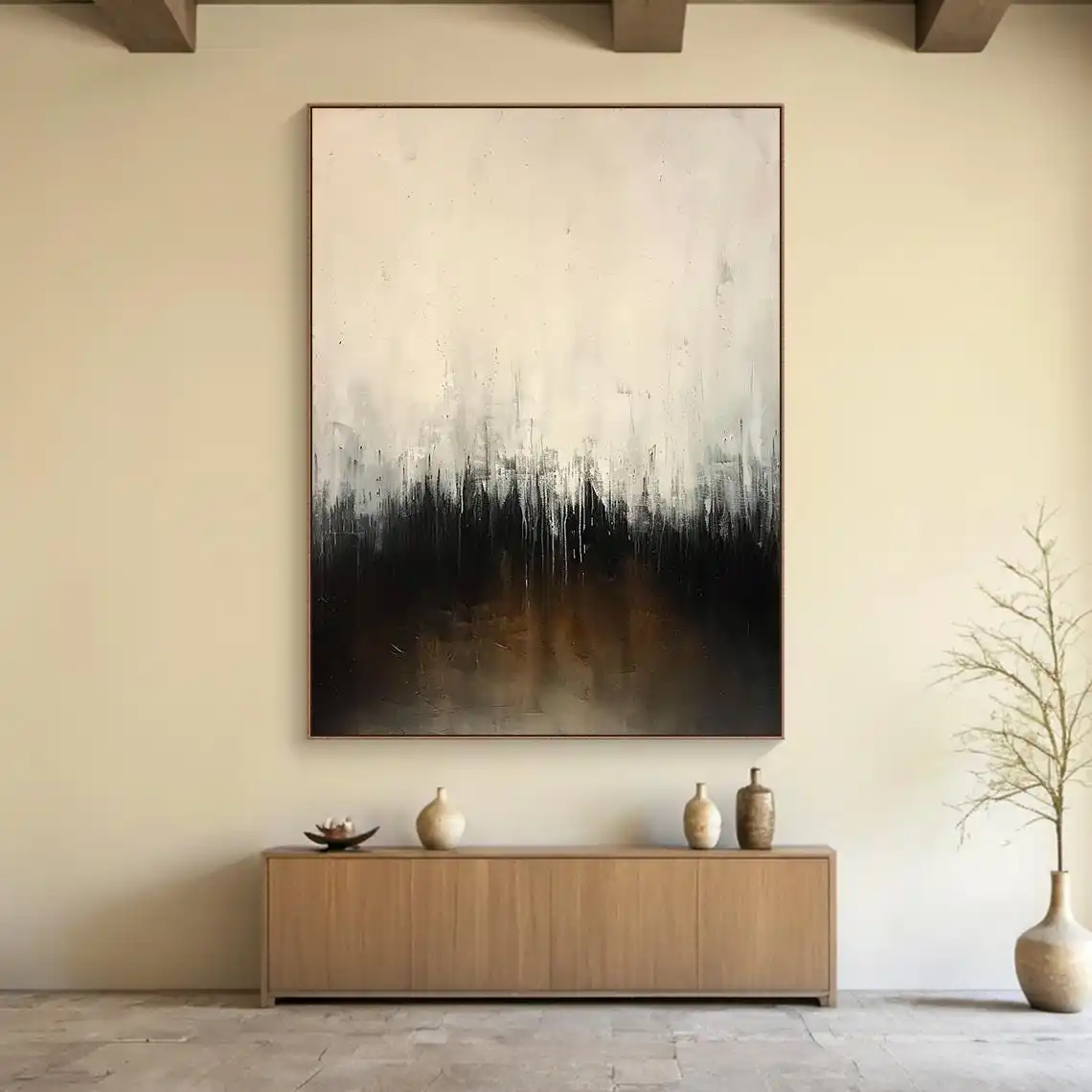 SQ Beige oil painting minimalist texture painting large wall art beige abstract handmade painting for modern living room decor