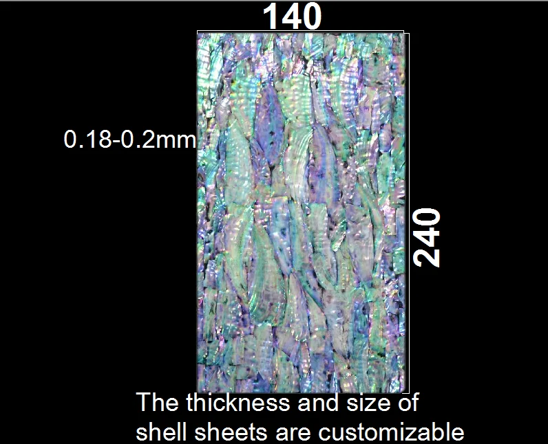 Customizable Mother of pearl shell veneer paua abalone paper laminate shell sheet DB-002