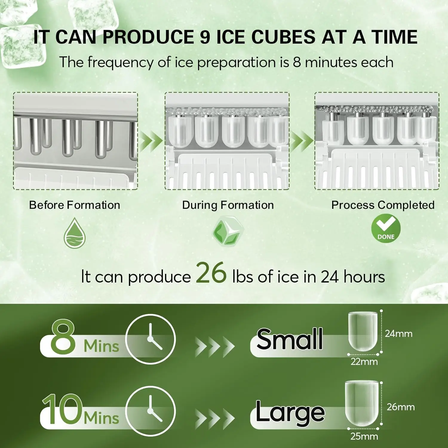 Mini Portable Ice Maker Kitchen Household Ice Making Machine Steel Stainless Ice Cube Maker