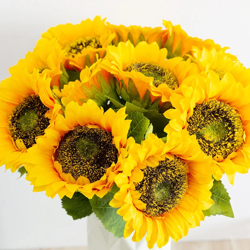 Simulation Single Small Sunflower Artificial Flower Project Home Display Decoration Sunflower-Wedding Shooting Props