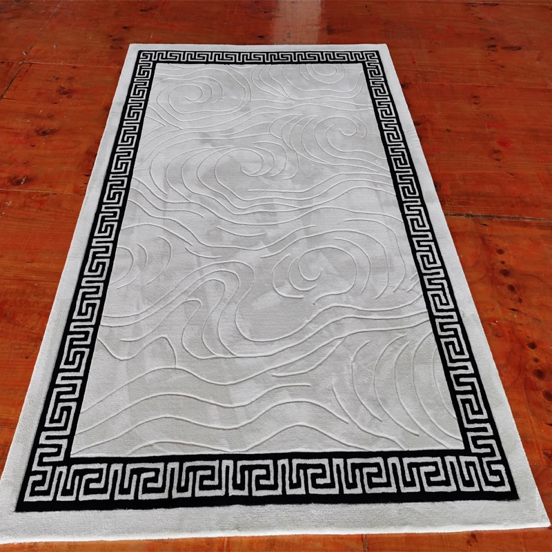 grey and black color with carving 8*10 ft hand tufted carpet rugs china