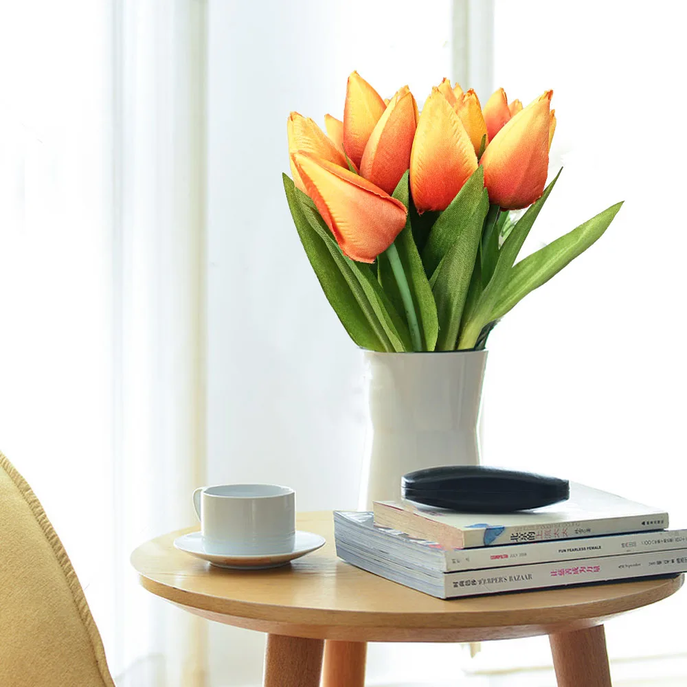 
2020 New Silk Real Touch Decorative Flowers Home Decor Tulip Shaped Beauty Flower Artificial Tulips 