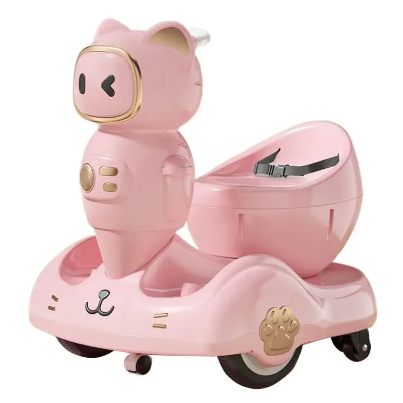 New 3-in-1 Indoor Revolving Electric Balance Car for Girls Plastic Remote Control Ride-on Toy with Drift & Rotating Features