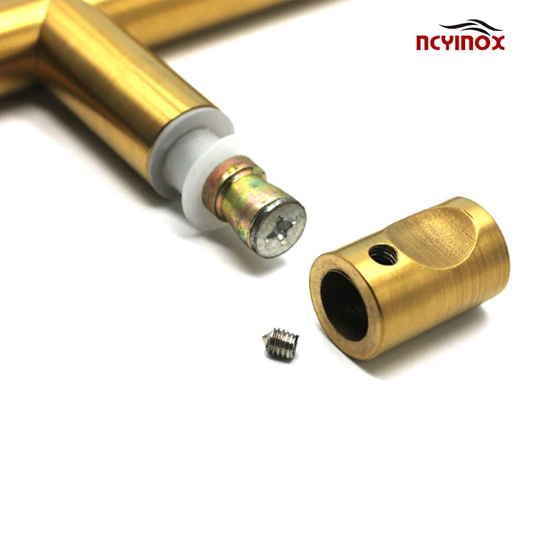 Cabinet furniture interior door hardware golden color pull handle stainless grip handle knob