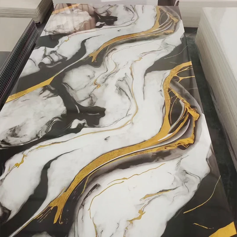 Quality life 1220x2440mm Marble board Easy install PVC marble Panel TV wall 3D printing PVC Marble stone pattern UV Wall Panel