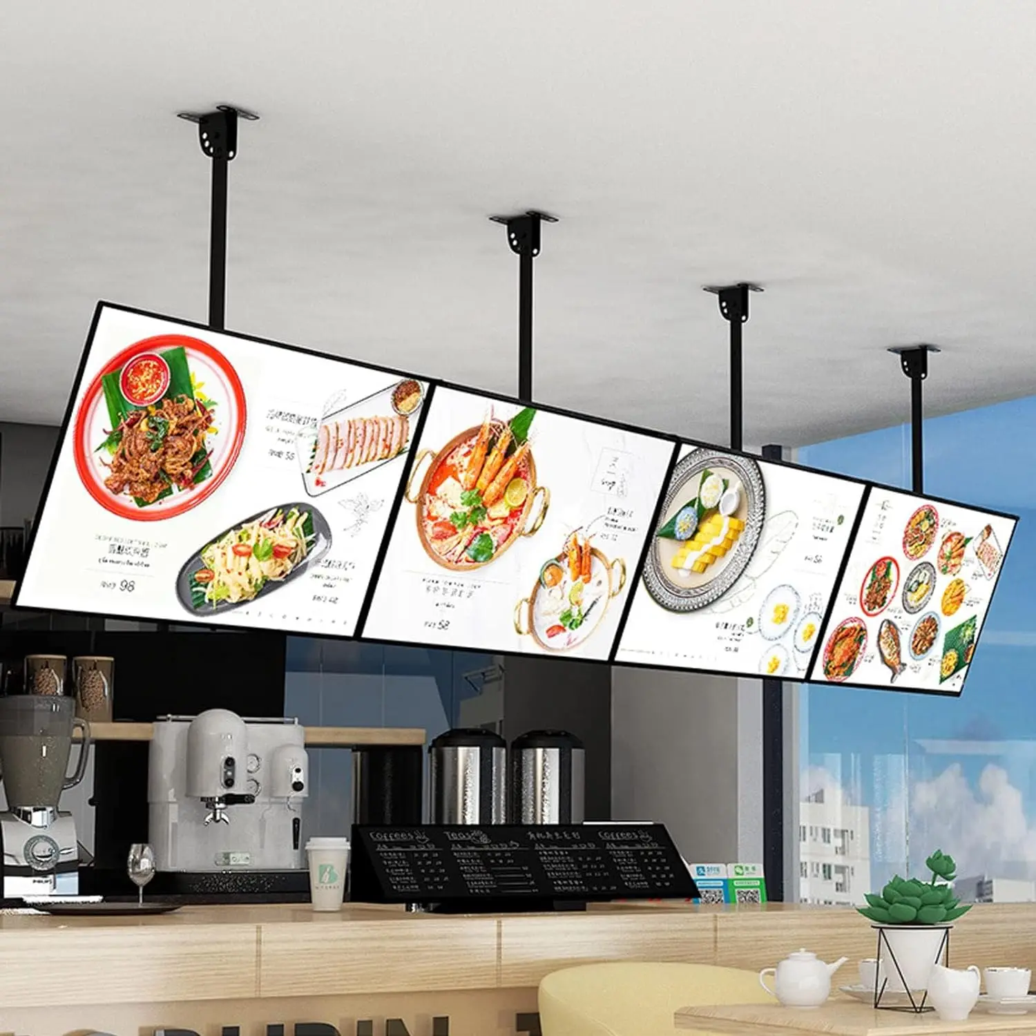 Hanging Wall Mounted Hd Screen Lcd Advertising Display Electronic Digital Menu Board For Restaurant/Cafe Shop
