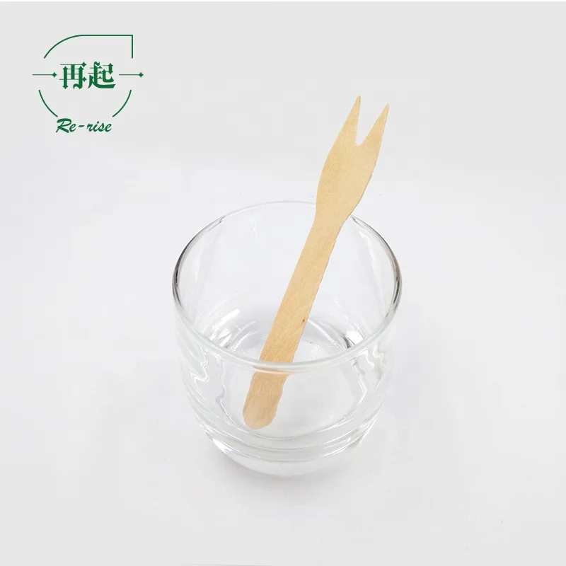 
12cm Eco-friendly Disposable Compostable Wooden Fruit Fork, Chip Fork 