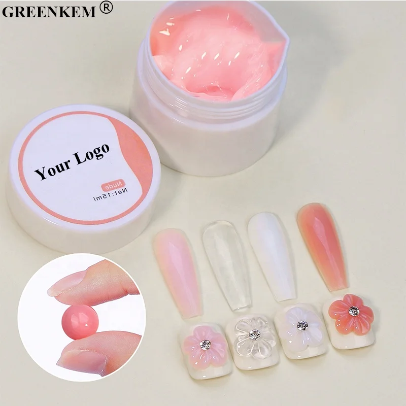 New 15ml Nail Extension Gel Builder Non Stick Hand Nail Carving Gel Clear Pink DIY Solid Light Therapy Nail Gel