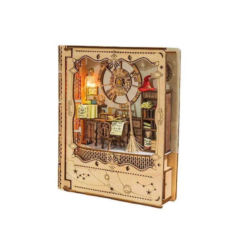 IIECREATE Nook Toys Handmade Puzzle DIY Wooden Frame Photo Miniature Furniture Book Educational Kit 3D Puzzles Doll Houses