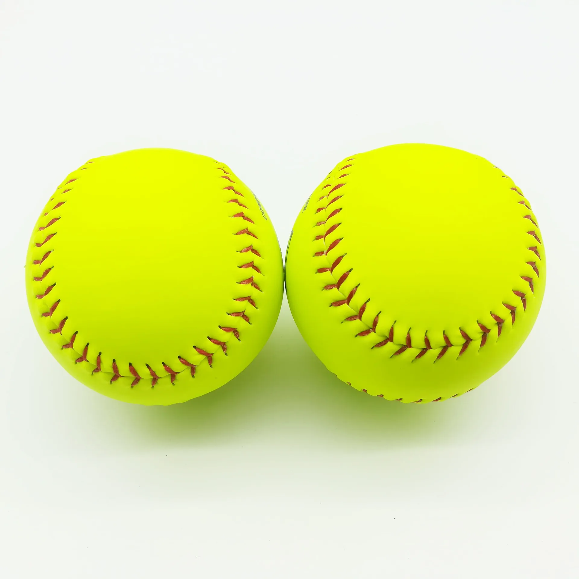 Red Stitched 12 Inch Circumference Standard Bright Yellow Softball PVC Synthetic Leather Cork Core Sports Training Softball
