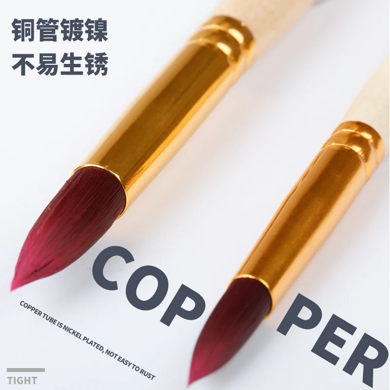 High Quality Giorgione 7 Brushes Set with Pure Colo Wood Handle Red Wine Nylon Brush