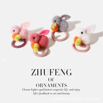 Cartoon hair accessories for kids wholesale lovely girls baby rabbit  elastic hair scrunchies hair ties heir rope
