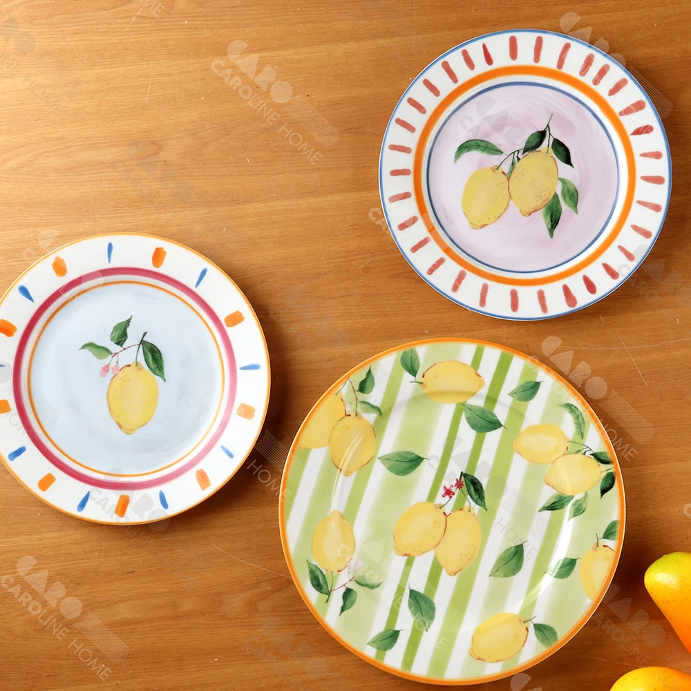 Caroline Design ceramic tableware, fruit collection, lemon patterned plate, custom design pattern