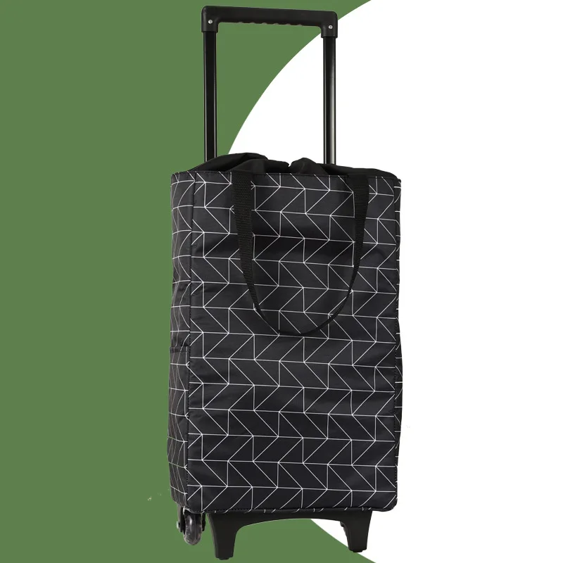 wholesale green foldable folding custom logo shopping cart trolley bags on wheels for market