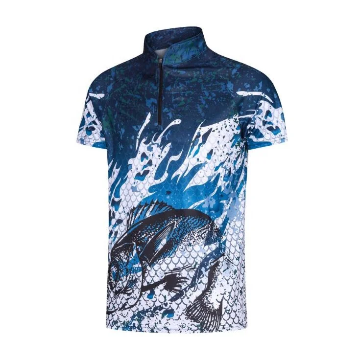 Wholesale Long Sleeve Sublimation Print Bass Fishing Jersey Design Your Own Tounament Sublimated Fishing Jersey