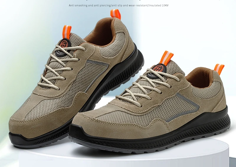 Anti electric anti smash breathable lightweight worker foot protection safety shoes hiking plastic toe footwear
