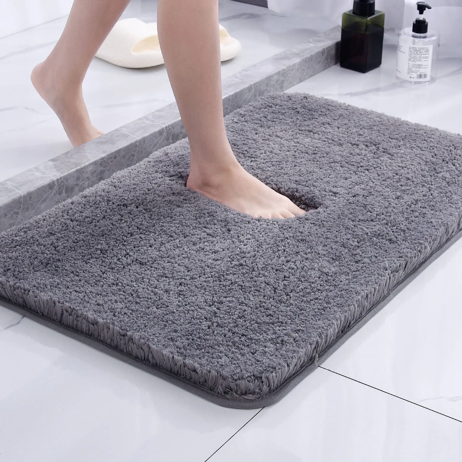 Microfiber Bathroom Absorbent Mat Home Decor Shaggy Non Slip Washable Bath Floor Rug Product