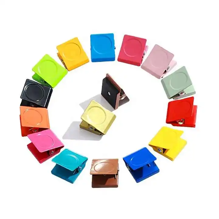 New Metal Colorful Metal Clip Square Magnetic Steel Clip 30mm Magnetic Paper Clip for File Index Photo Memo Office Accessories