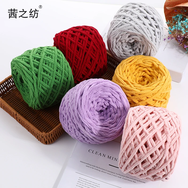 Ice Line Thick Yarn Polyester Rod Needle Wire Woven Scarf Line Slippers Neck Hat Thick Polyester Chunky Crochet Yarn