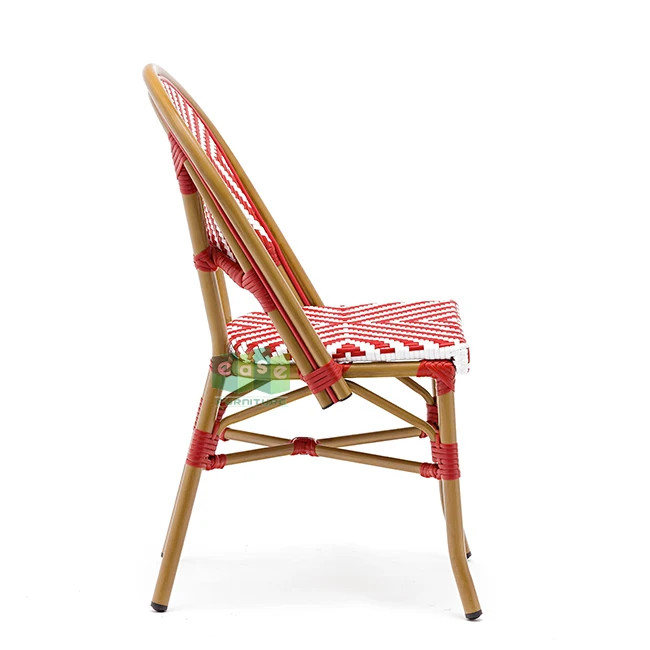French stackable red wicker weaving bistro chair outdoor furniture (E1185)