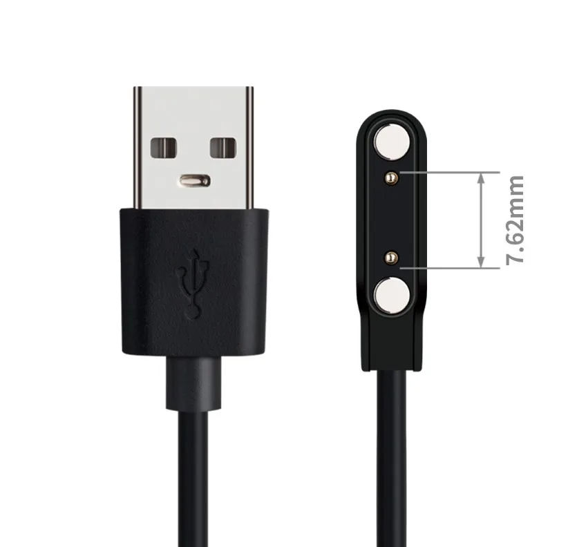 Hot selling 60cm USB magnetic pogo pin charger 4.0mm 2pin USB Charging Cable Cord for Smart Watch