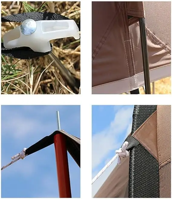 8+Persons Large Space Habib Tent Thickened Black Glue Coated Multi-function Barbecue Sunshade Sunscreen Rainproof Awning Canopy