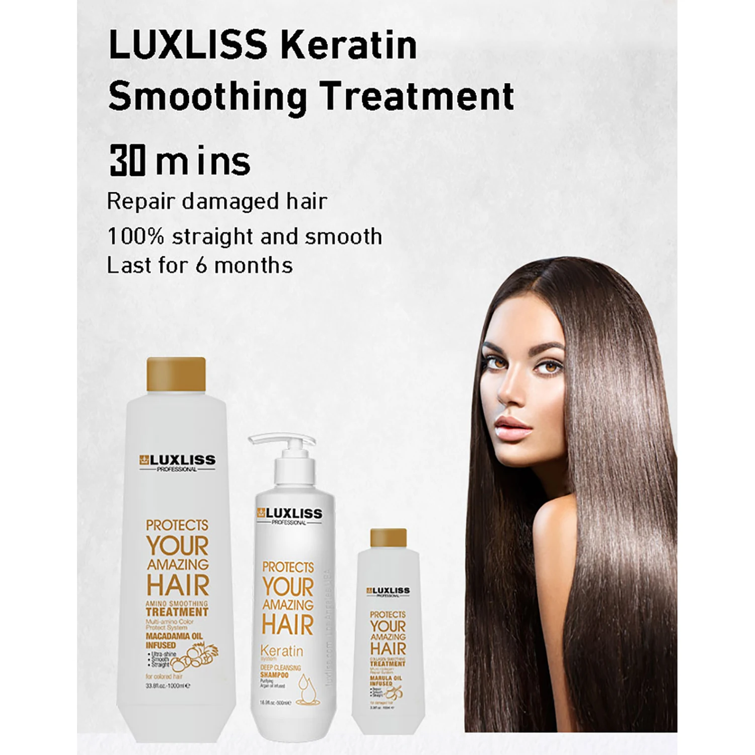 LUXLISS Keratin smoothing treatment argan oil infused 0% formaldehyde for all hair type salon professional treatment  anti frizz