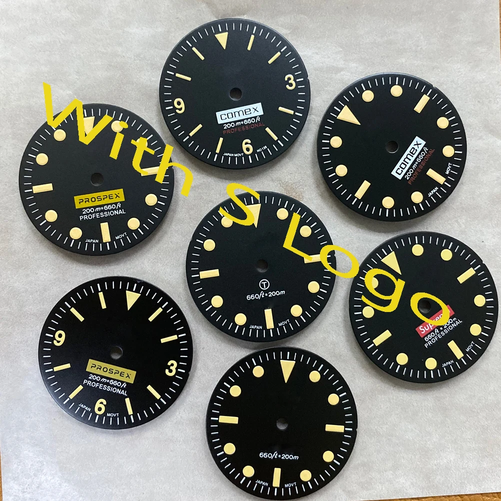 
Watch accessories no date watch dial 28.5mm green luminous suitable for Japanese nh35, nh36 movement 