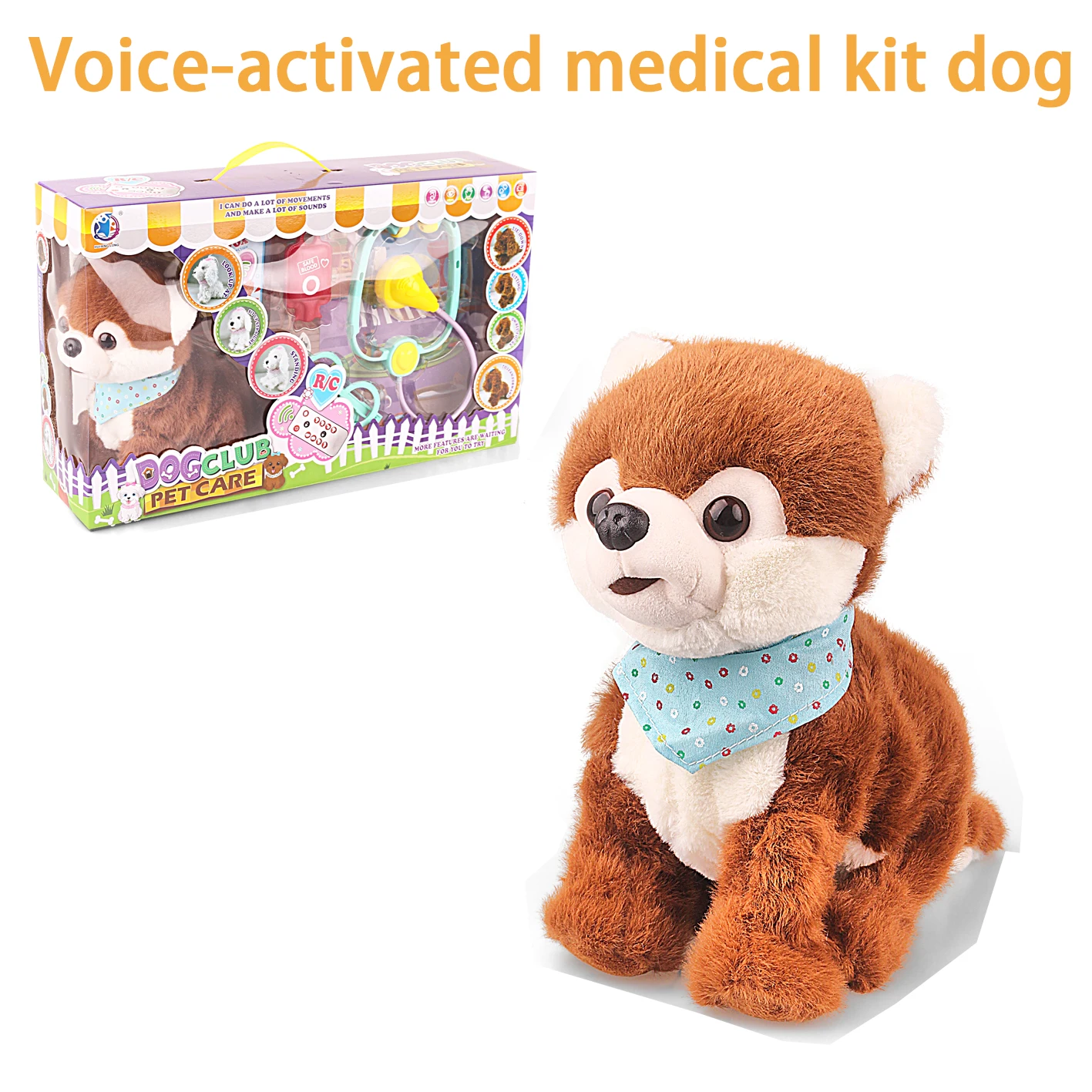 Лидер продаж, детская медицинская игрушка, активируемая йойсом собака с голосовой активацией, медицинский комплект для собак