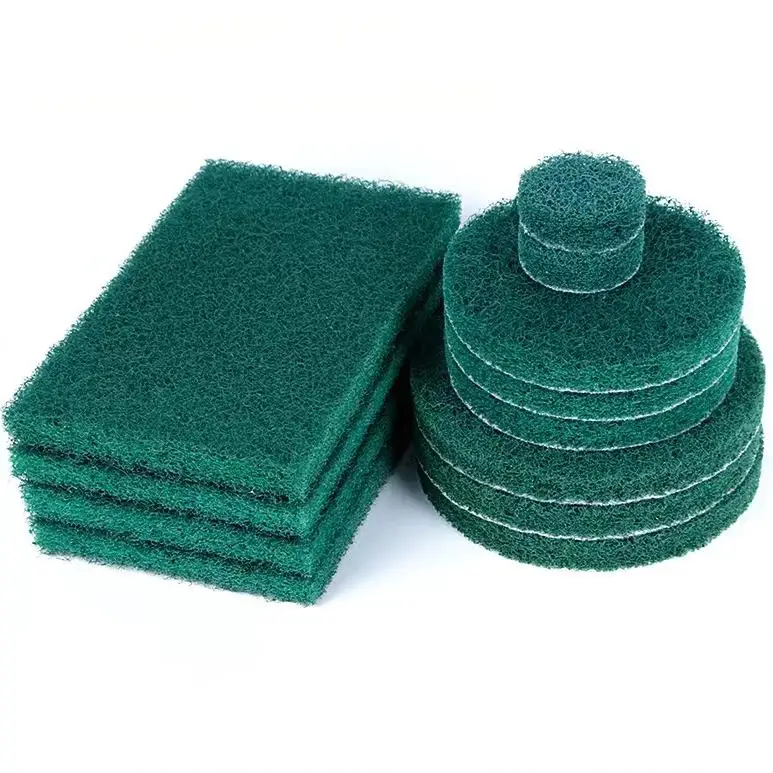Abrasive Nylon Green Industrial round and square Scouring pad for stainless steel polishing