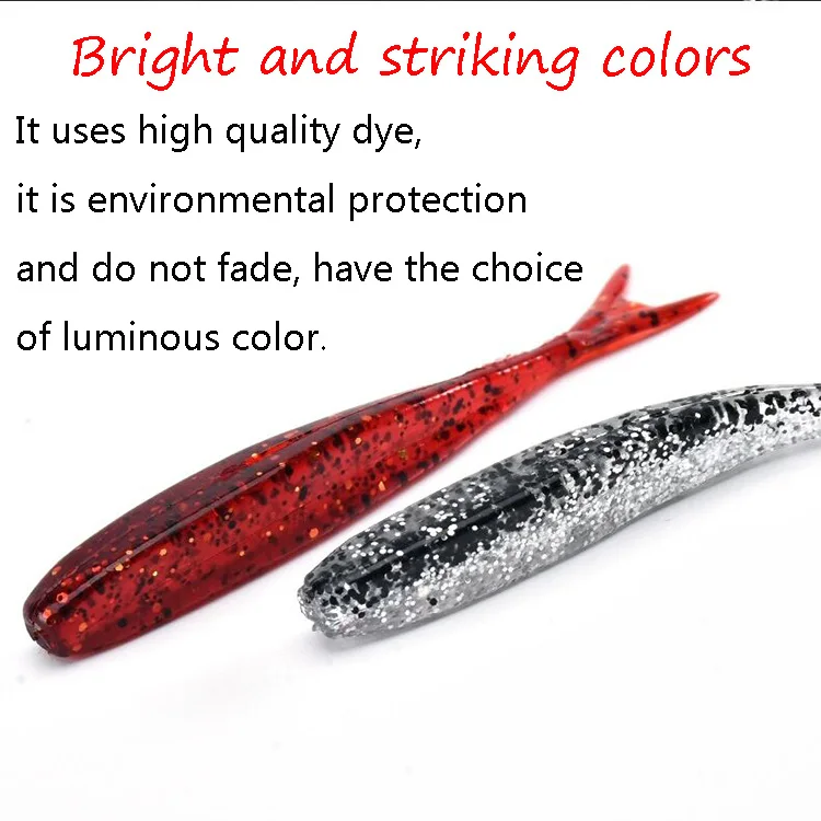 LUTAC 2g 75mm Fork Tail Slow Sinking Soft Fishing Lure 6 Colors Glow Bait For Fishing