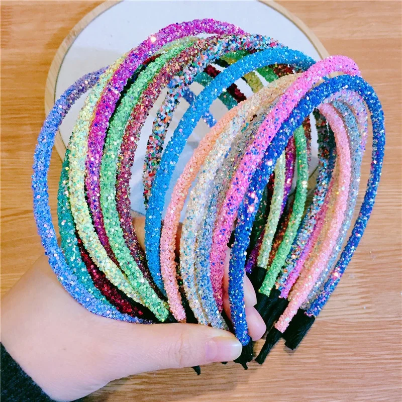 Shenglan Hot Sales Glitter Bing Hair Hoop Teeth Comb Crystal Rhinestone Sequin Hair Hoop Hair Band Women
