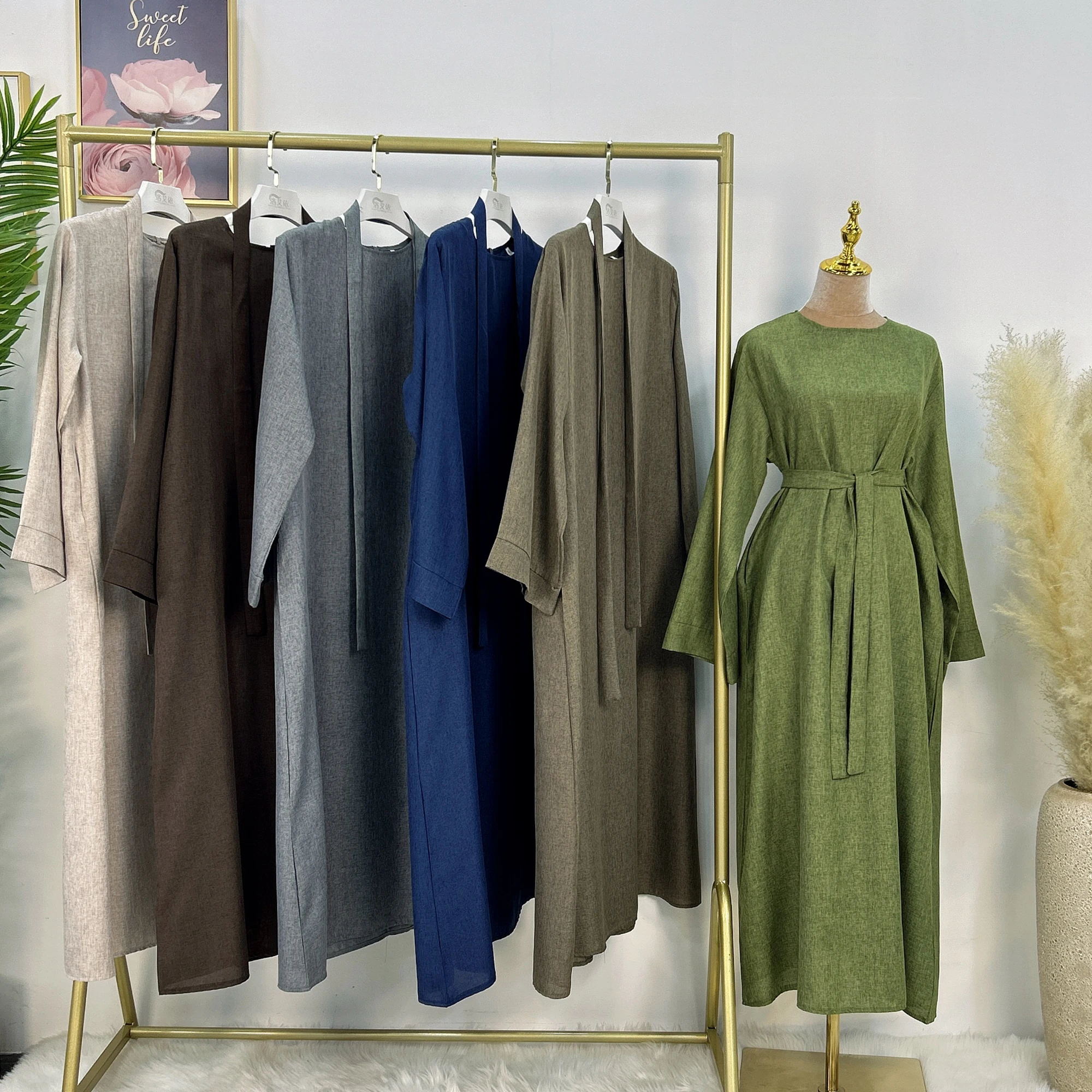 2023 Linen Closed Abaya Daily Wear Muslim Girls Abaya Turkey Abaya Dubai Women Islamic Clothing