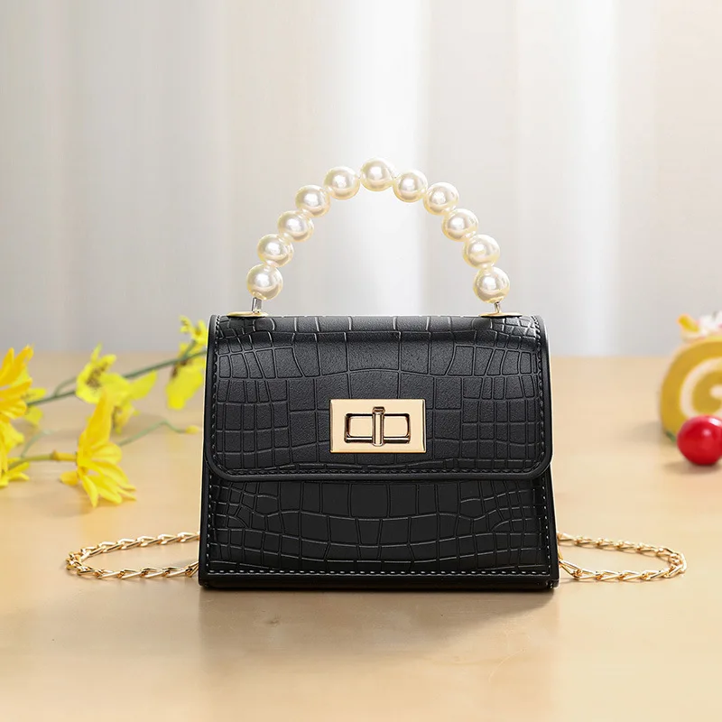 Ladies Crocodile Jelly Crossbody Bag Fashionable Portable Single Strap Handbag Zero Wallet Pearl for Children Cross-Border Style