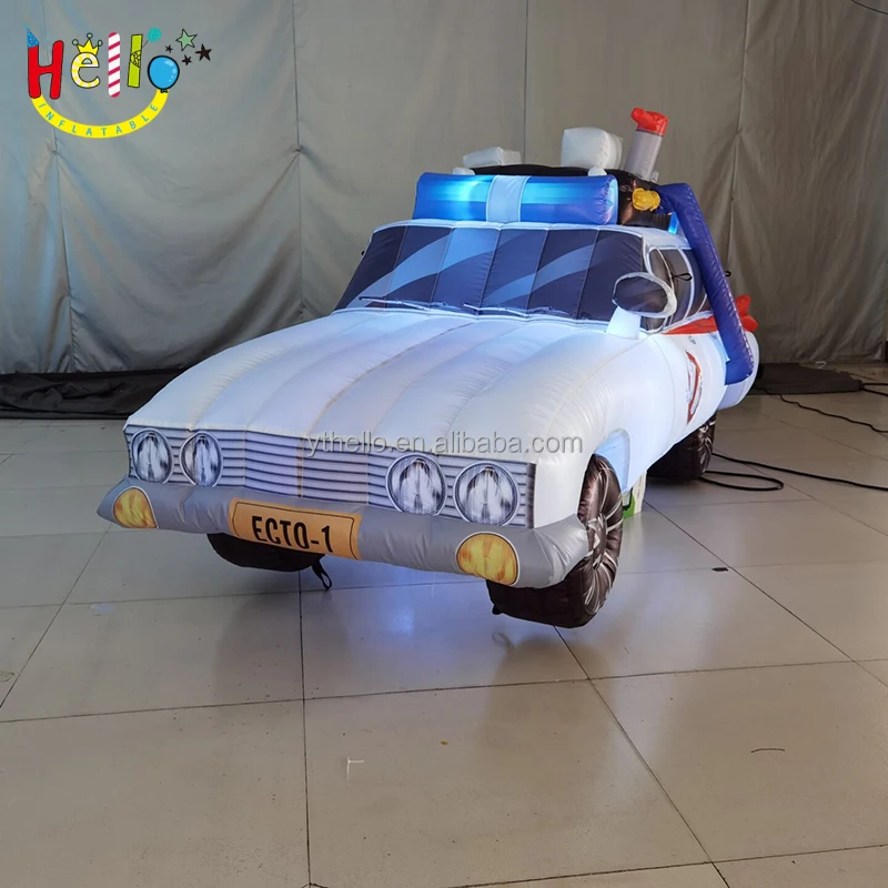 Funny carnival parade inflatable walking car Advertising police type inflatable cartoon car model costume with LED light