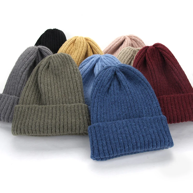 High Quality Merino Wool Cuffed Beanie Women Men Autumn Winter Keep Head Warm Winter Hat Soft Cashmere Knitted Beanies