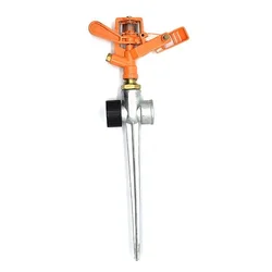 1/2 Inch Full Or Part Circle Zinc Alloy Adjustable Low Pressure Zinc Alloy Impulse Sprinkler With Zinc Metal Spike