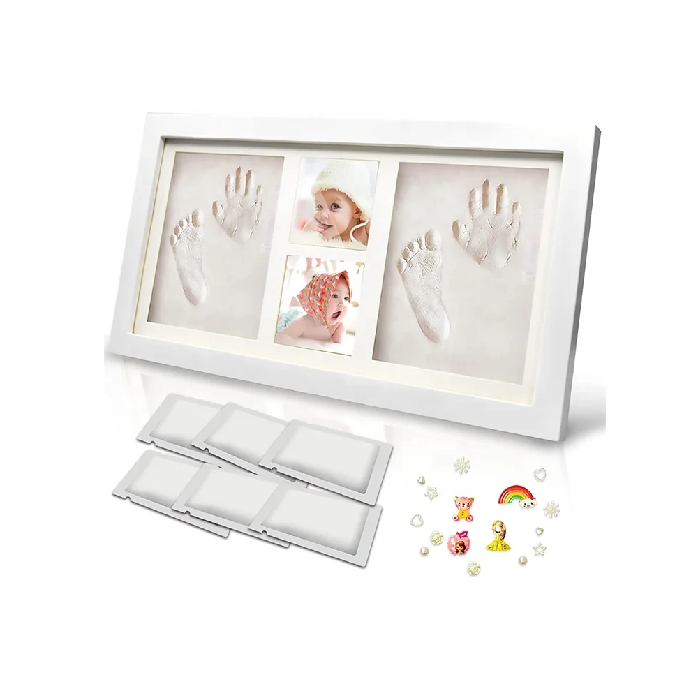 The New Born Fingerprint & Footprint Kit Non-Toxic Safety Clay Hand Inkpad Picture Frame Decorate Rooms