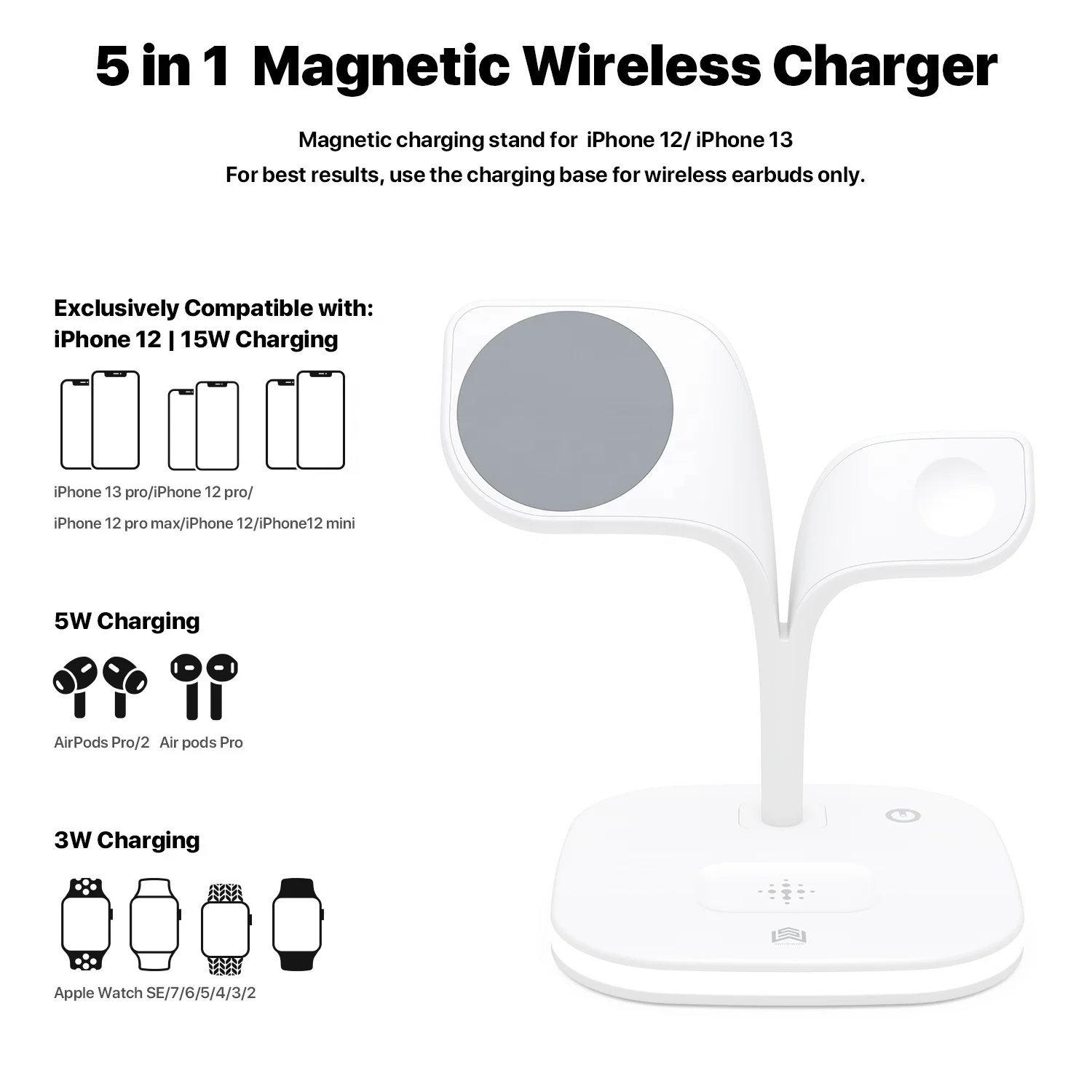 Fast 15W Station Universal Stand For Iphone 13 Phone 3 in 1 magnet Wireless Phone Charger
