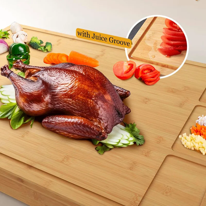 Bamboo Cutting Board and Stovetop Cover, Stove Top Cover Chopping Board with Detachable Legs and Juice Groove