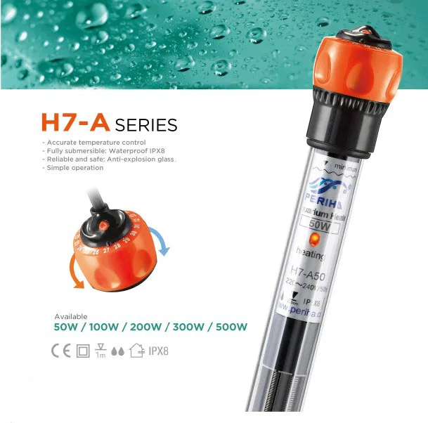 50W aquarium submersible glass fish tank heater