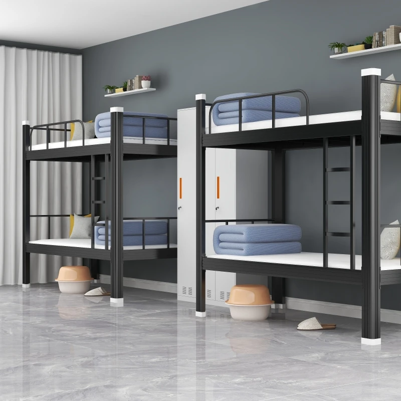 YML Easy Assembly Modern Dormitory Double Decker Bed For Adult With Storage Student Kids Metal Bunk Bed